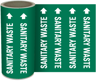 Sanitary Waste Continuous Pipe Marker on a Roll