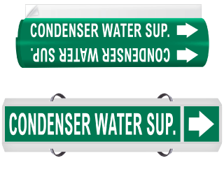 Condenser Water Sup. High Performance Wrap Around & Strap On Pipe Marker
