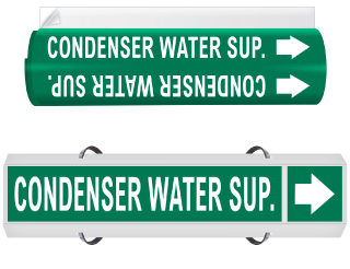 Condenser Water Sup. High Temp. Wrap Around & Strap On Pipe Marker