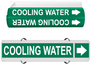 Cooling Water  High Temp. Wrap Around & Strap On Pipe Marker