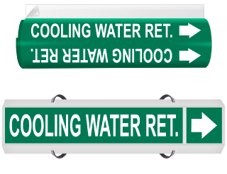 Cooling Water Ret. High Performance Wrap Around & Strap On Pipe Marker