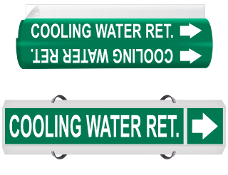 Cooling Water Ret. High Temp. Wrap Around & Strap On Pipe Marker