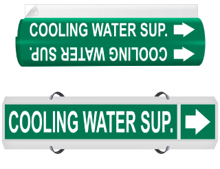 Cooling Water Sup. High Performance Wrap Around & Strap On Pipe Marker