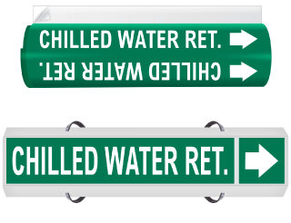 Chilled Water Ret. High Performance Wrap Around & Strap On Pipe Marker