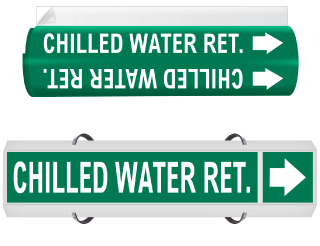 Chilled Water Ret. High Temp. Wrap Around & Strap On Pipe Marker