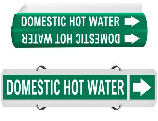 Domestic Hot Water High Performance Wrap Around & Strap On Pipe Marker