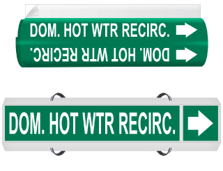 Dom. Hot Wtr Recirc. High Performance Wrap Around & Strap On Pipe Marker