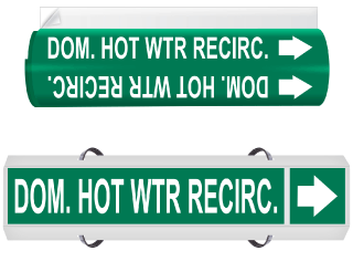 Dom. Hot Wtr Recirc. High Temp. Wrap Around & Strap On Pipe Marker