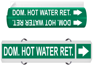 Dom. Hot Water Ret. High Performance Wrap Around & Strap On Pipe Marker
