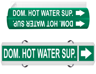 Dom. Hot Water Sup. High Performance Wrap Around & Strap On Pipe Marker