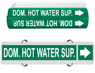Dom. Hot Water Sup. High Temp. Wrap Around & Strap On Pipe Marker