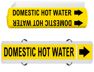 Domestic Hot Water High Performance Wrap Around & Strap On Pipe Marker