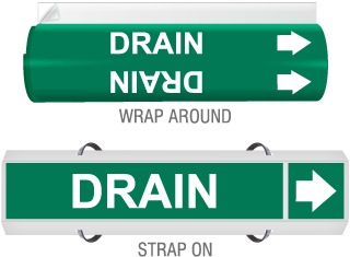 Drain High Performance Wrap Around & Strap On Pipe Marker