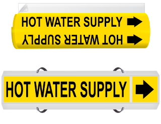 Hot Water Supply High Performance Wrap Around & Strap On Pipe Marker
