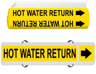 Hot Water Return High Temp. Wrap Around & Strap On Pipe Marker