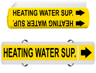 Heating Water Sup. High Temp. Wrap Around & Strap On Pipe Marker