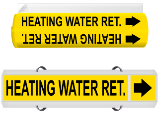 Heating Water Sup. High Performance Wrap Around & Strap On Pipe Marker