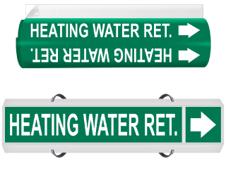 Heating Water Ret. High Performance Wrap Around & Strap On Pipe Marker