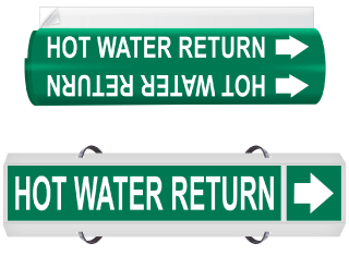 Hot Water Return High Performance Wrap Around & Strap On Pipe Marker