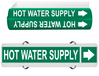 Hot Water Supply High Performance Wrap Around & Strap On Pipe Marker