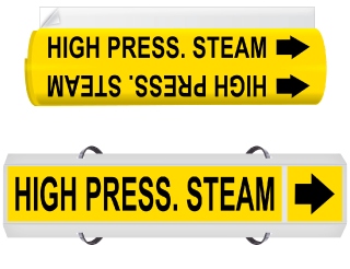 High Press. Steam High Performance Wrap Around & Strap On Pipe Marker