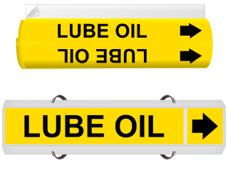 Lube Oil High Performance Wrap Around & Strap On Pipe Marker