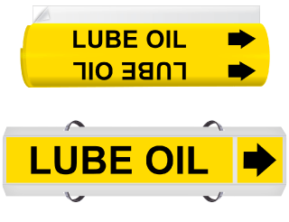 Lube Oil High Temp. Wrap Around & Strap On Pipe Marker