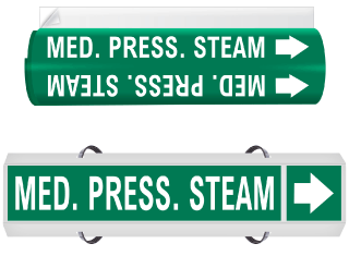 Med. Press. Steam High Temp. Wrap Around & Strap On Pipe Marker
