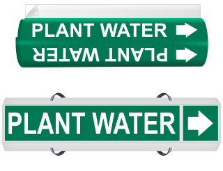 Plant Water High Temp. Wrap Around & Strap On Pipe Marker