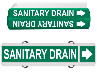 Sanitary Drain High Performance Wrap Around & Strap On Pipe Marker