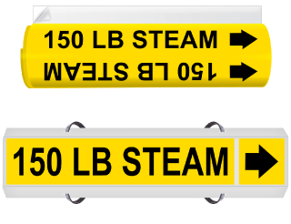 150 Lb Steam High Performance Wrap Around & Strap On Pipe Marker
