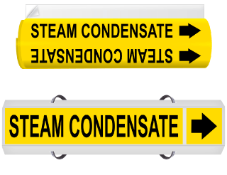 Steam Condensate High Temp. Wrap Around & Strap On Pipe Marker