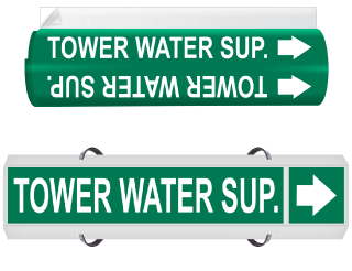 Tower Water Sup. High Temp. Wrap Around & Strap On Pipe Marker