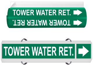 Tower Water Ret. High Temp. Wrap Around & Strap On Pipe Marker