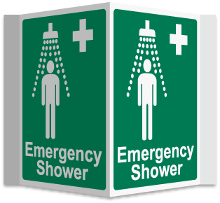 Emergency Shower 3-Way Sign