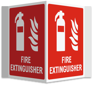 Fire Extinguisher 3-Way Sign