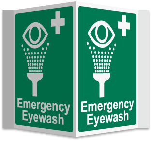 Emergency Eyewash 3-Way Sign