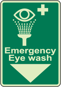 Emergency Eyewash (Down Arrow) Sign