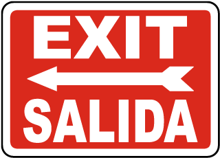 Bilingual Exit (Left Arrow) Sign