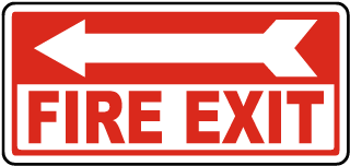 Fire Exit (Left Arrow) Sign