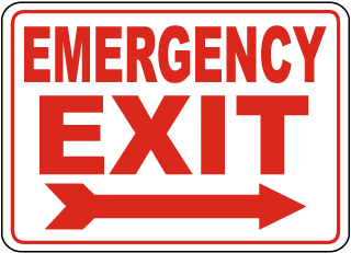 Emergency Exit (Right Arrow) Sign