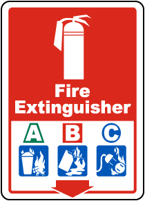 Fire Extinguisher A B C Sign