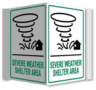 Severe Weather Shelter Area 3-Way Sign