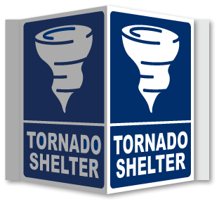 Tornado Shelter 3-Way Sign