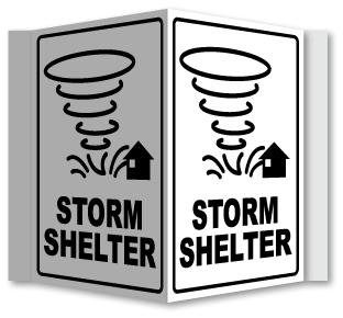 Storm Shelter 3-Way Sign