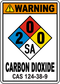 NFPA Warning Carbon Dioxide CAS 124-38-9 Sign