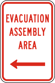 Evacuation Assembly Area (Left Arrow) Sign