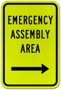 Emergency Assembly Area (Right Arrow) Sign