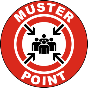 Red Muster Point Floor Sign