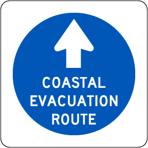 Coastal Evacuation Route (Upward Arrow) Sign